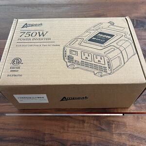 Ampeak 750W Power Inverter 3.1A Dual USB Ports 2 AC Outlets Car Inverter DC 12V